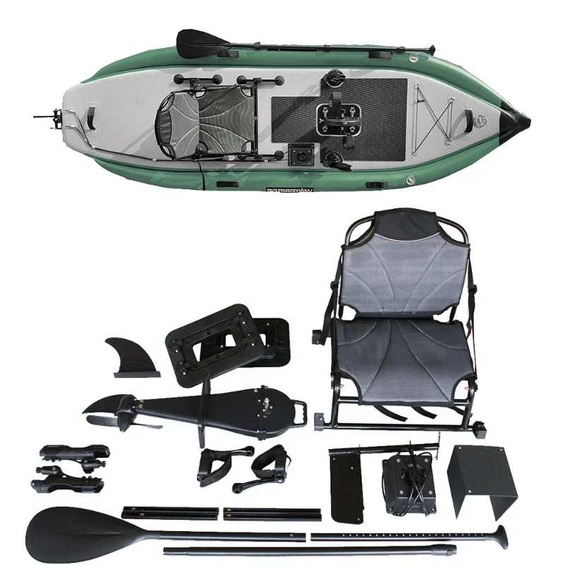 

2 Persons PVC seat inflatable boat fishing boat thickened inflatable pedal kayak foldable rudder