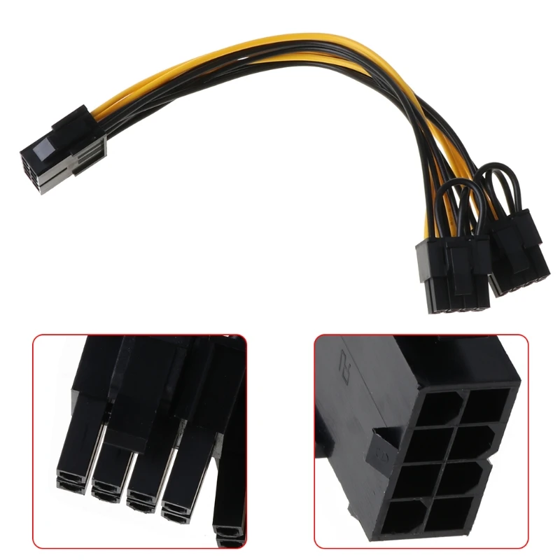 25cm PCI for Express GPU Line CPU 8pin to Dual 8Pin (6+2pin) PCI-E Graphics Card Power Cable for Silent