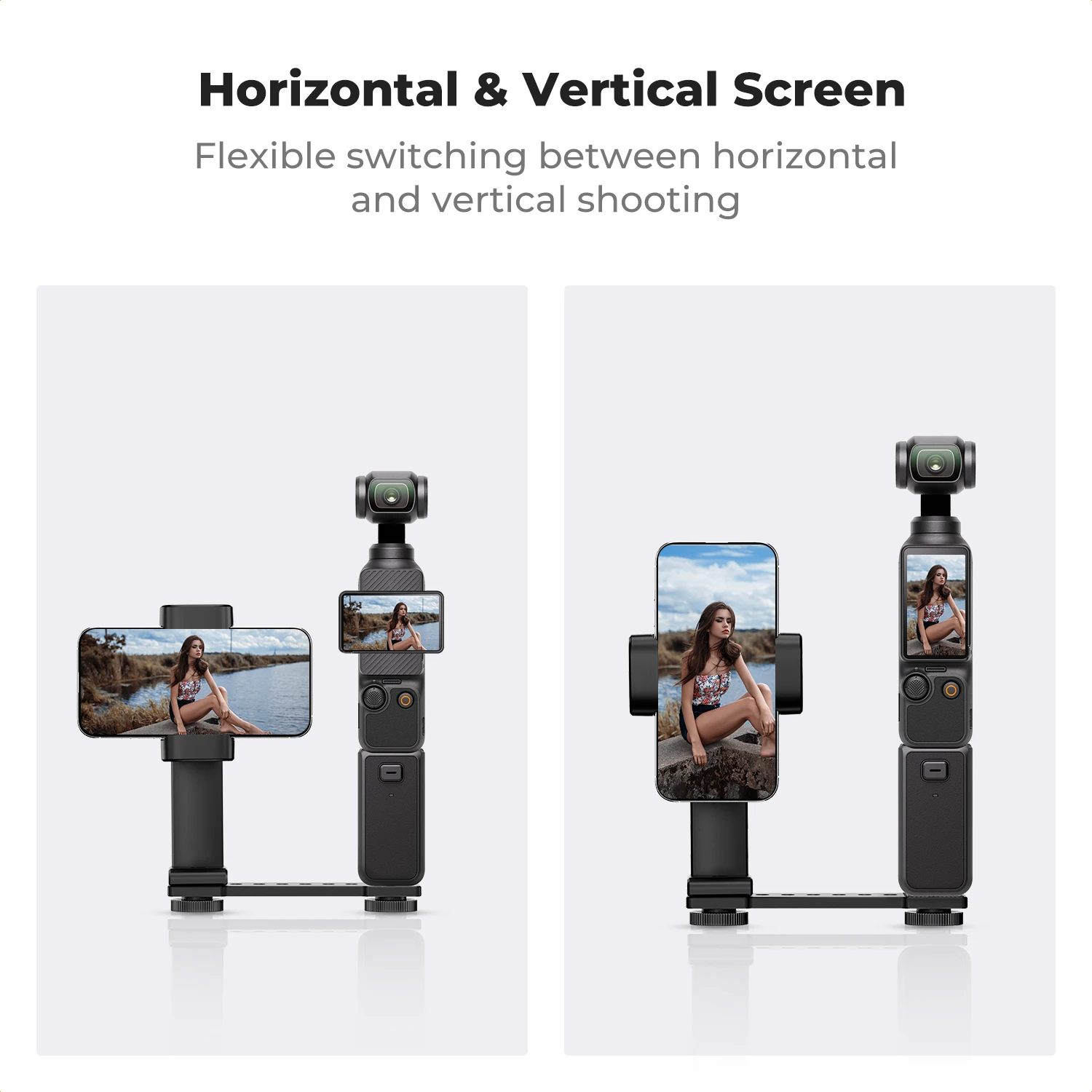 K&F Concept DJI 오즈모 포켓 3 크리에이터 콤보 액세서리용 폰 홀더 마운트, 각도 조절 가능 휴대폰 클립