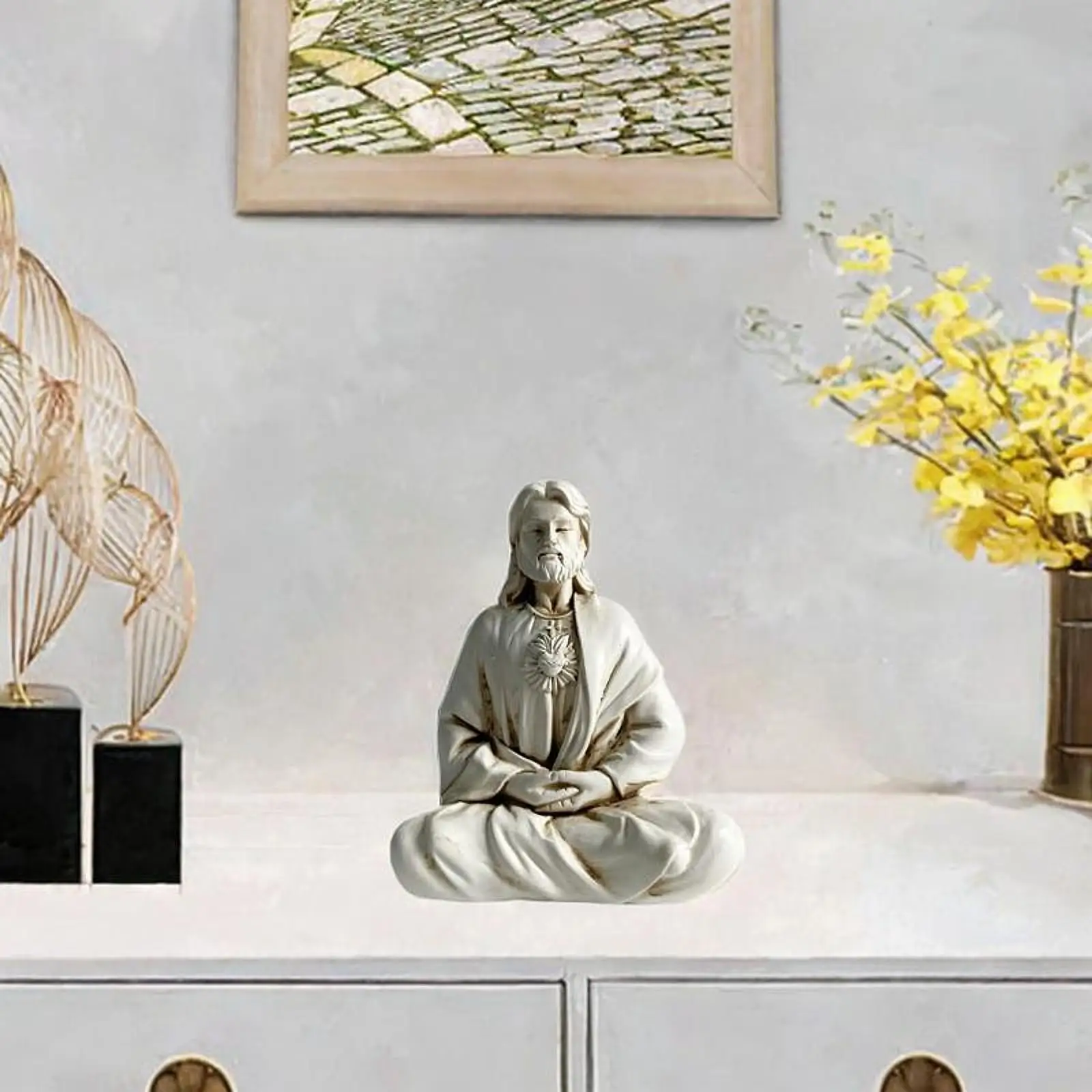 Meditating Jesus Figurine Decorative Xmas Collection for Shelf Displaying,Unique Modern Handicraft