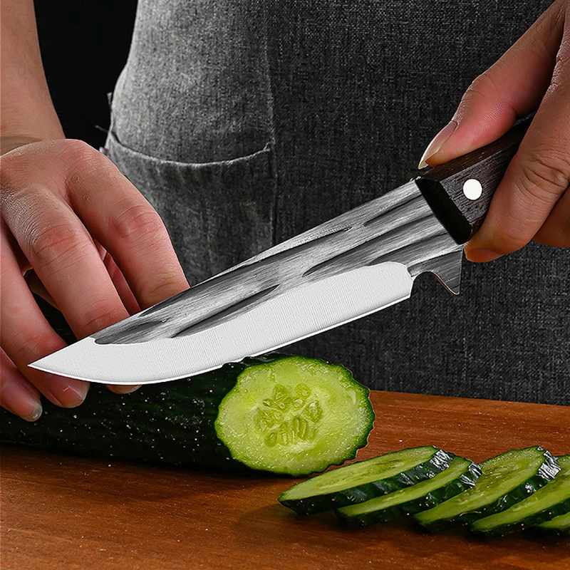 Boning Knife Kitchen Meat Cleaver Butcher Knife Forged Chef Slicing Peeling Cutter Fishing Utility Knife with Wood Handle