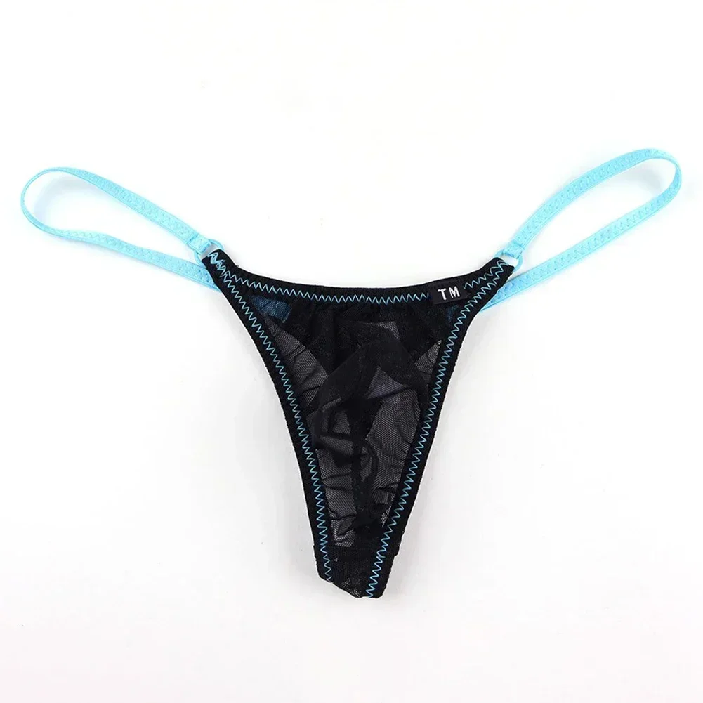 Mens Sexy Underwears Sheer Mesh Thongs Breathable Panties See-Through Ultra Thin Underpants Pouch G-strings Briefs Lingerie
