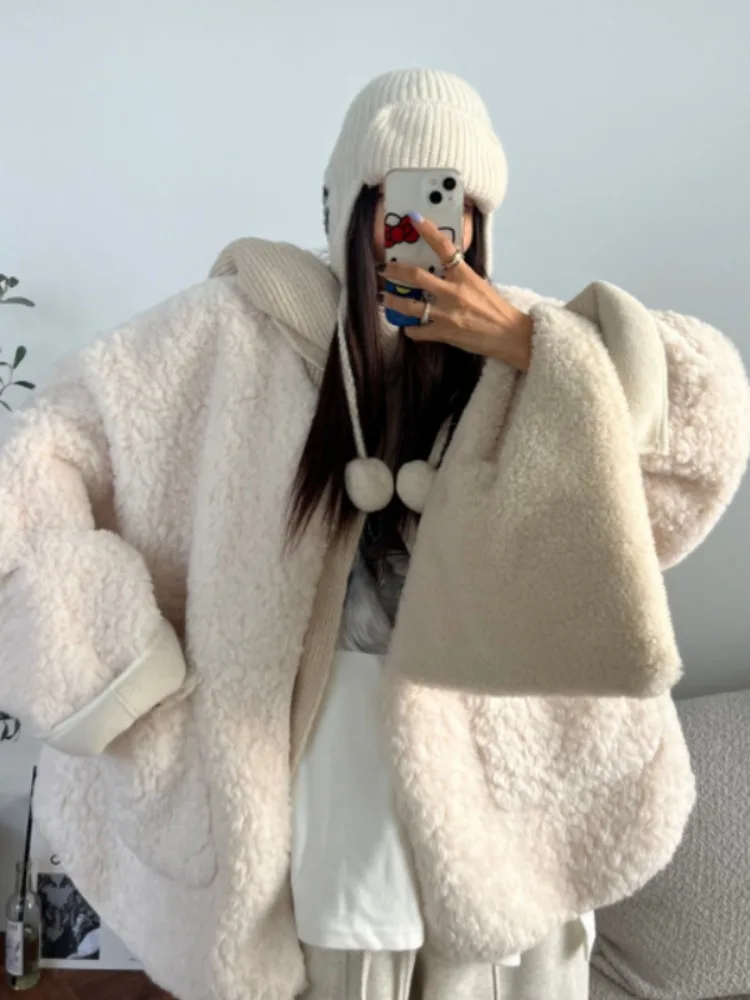 Abrigo Retro Sle Thiened de piel de oveja para mujer, invierno, nuevo doble ket, Jaet de algodón versátil, piel cálida, cuero interminado