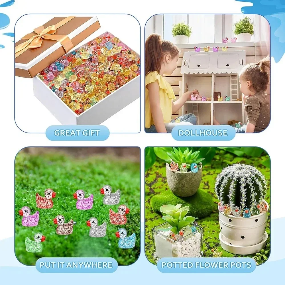 Micro Landscape Cute Glittering Pink Little Yellow Duck Doll Pendant Landscape Resin Decoration Accessories Mini Small Ornament - view 5