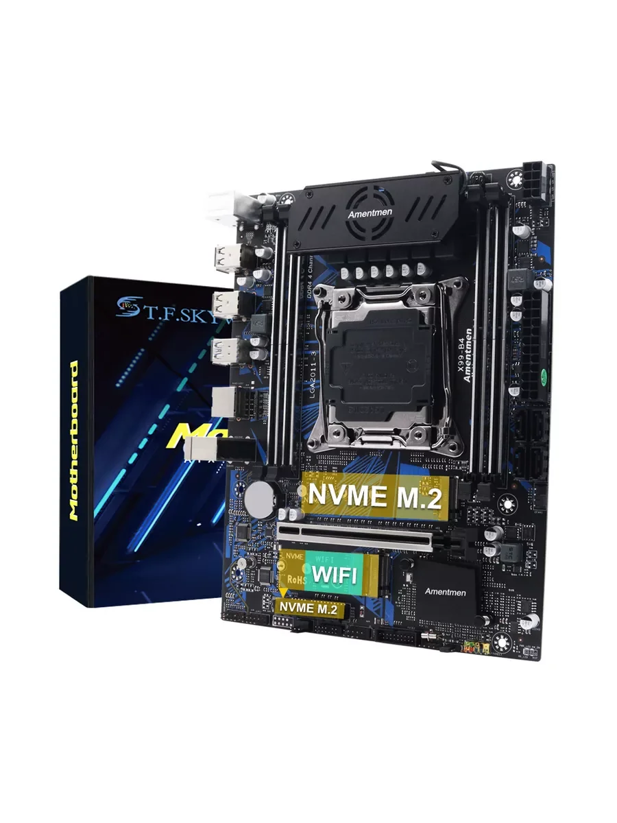 

X99 Motherboard Supports LGA 2011-3 Intel Xeon E5 V3&V4 CPU Dual Channel DDR4 RAM NVMe M.2 128GB WiFi SATA USB Motherboard
