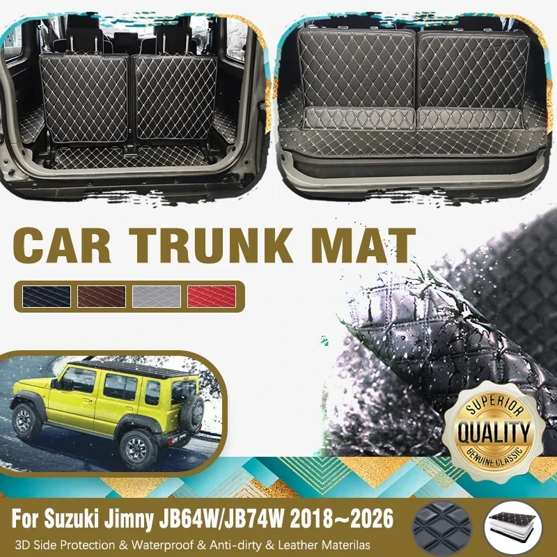 Car Rear Trunk Mats For Suzuki Jimny Sierra JB64W JB74W 2018~2026 Leather Storage Pads Cargo Liner Boot Covrers Auto Accessories