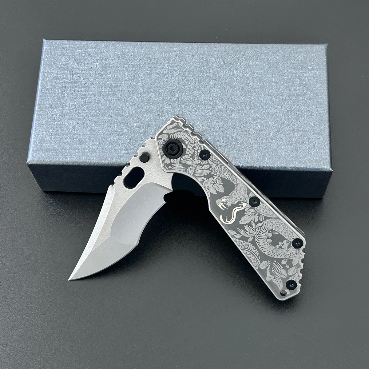 VG10 Steel Folding Knife TC4 Titanium Laser Engraved Handle Copper Washer Titanium Pocket Clip Daily Outdoor Pocket EDC Carry