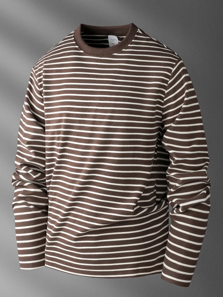 

Мужская полосатая толстовка с длинным рукавом и круглым вырезом, футболка Sea Soul, повседневная, удобная, мягкая, из полиэфирного волокна