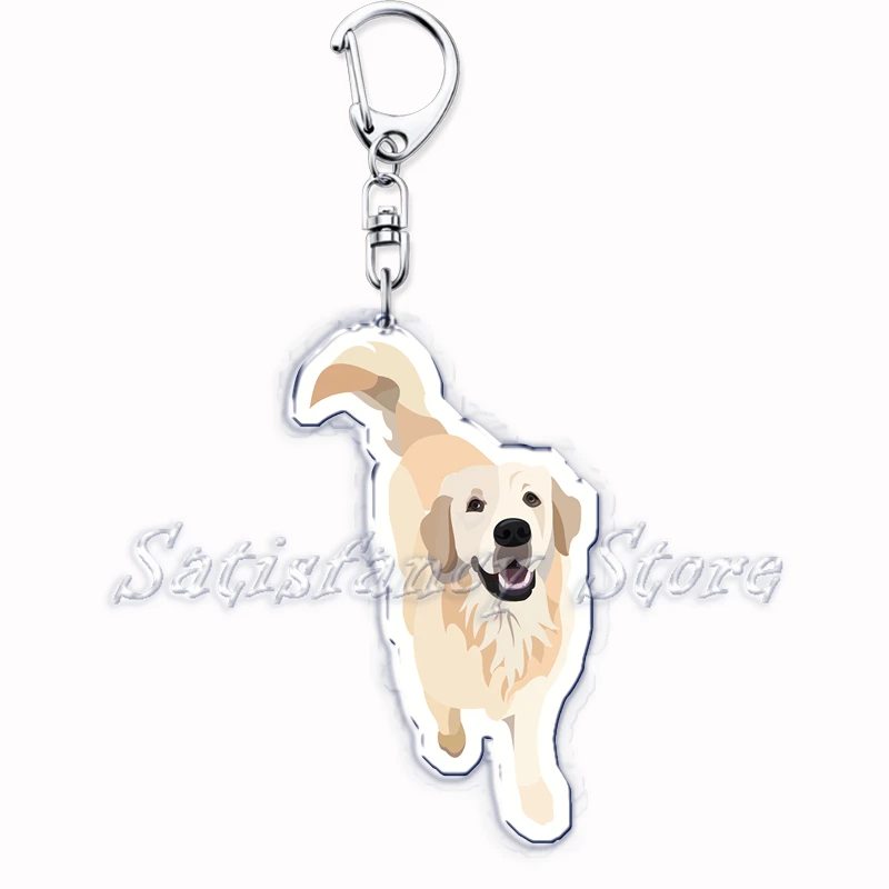 Cute Golden Retriever Doggo Acrylic Keychains Puppy Pet Dog Keyring for Accessories Bag Pendant Key Chain Jewelry Fans Gifts