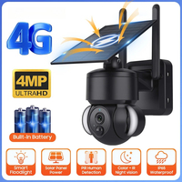 Outdoor Camera 4G / Wifi Solar Powered 7500mAh Battery with 5W Solar Panels 4MP Color Night Vision Wireless Garden CCTV
