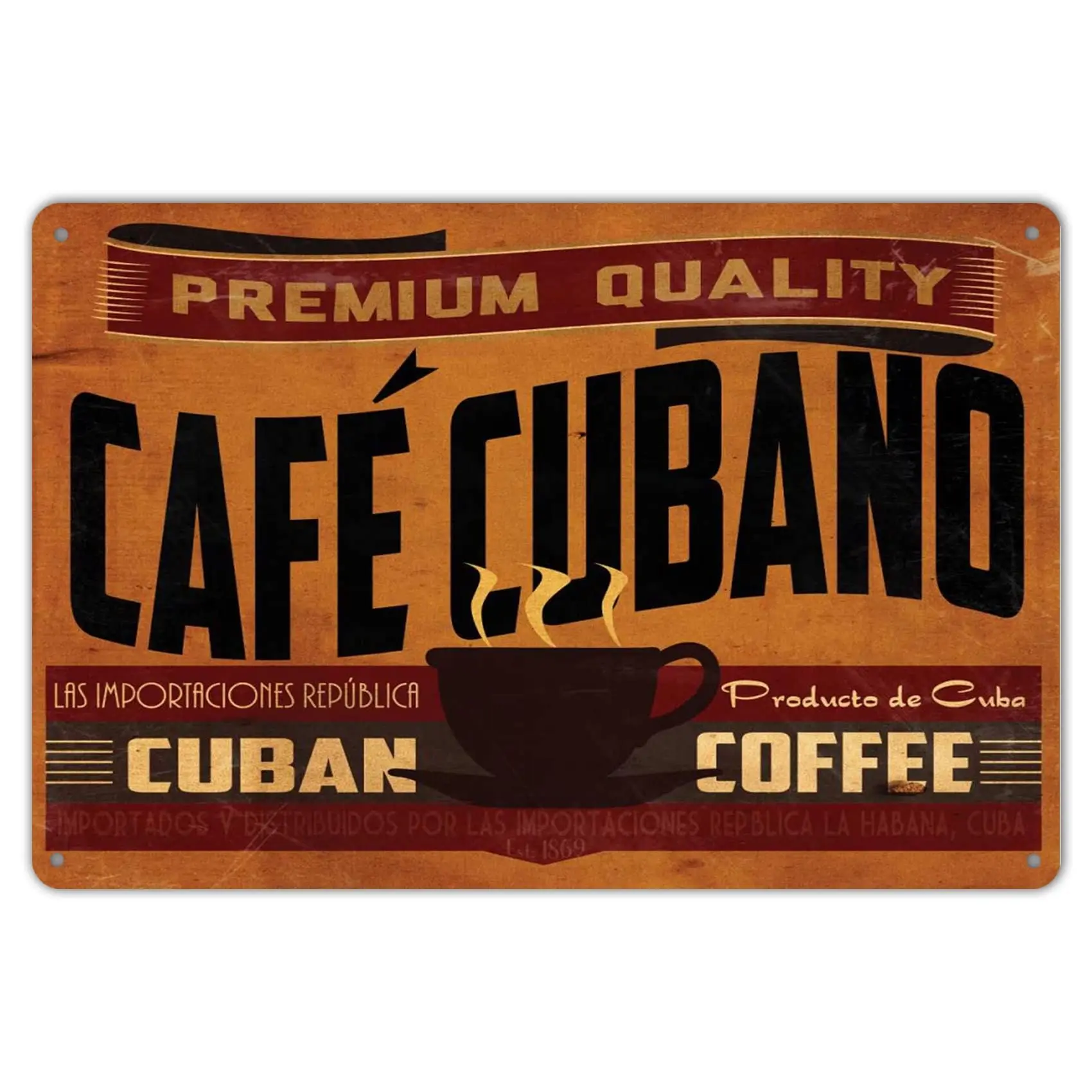 Ylens Premium Quality Cuban Coffee Vintage Metal Sign Garage Signs for Men Home Decor tin Art Decor,8x12 Inches