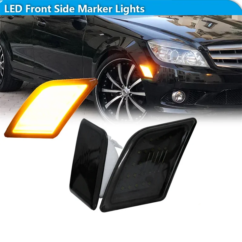 Para Mercedes Benz Pre-LCI W204 C250 C300 C350 C63 AMG 2008-2011 guardabarros delantero marcador lateral luces de señal de giro luces de estacionamiento LED