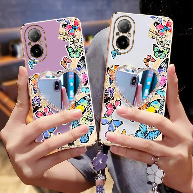 

C67 Чехол с плакатом-бабочкой и браслетом для Realme C55 C53 C65 C67 C63 C61 Note 60 50 P1Pro Narzo N55 N63 N50A Cover