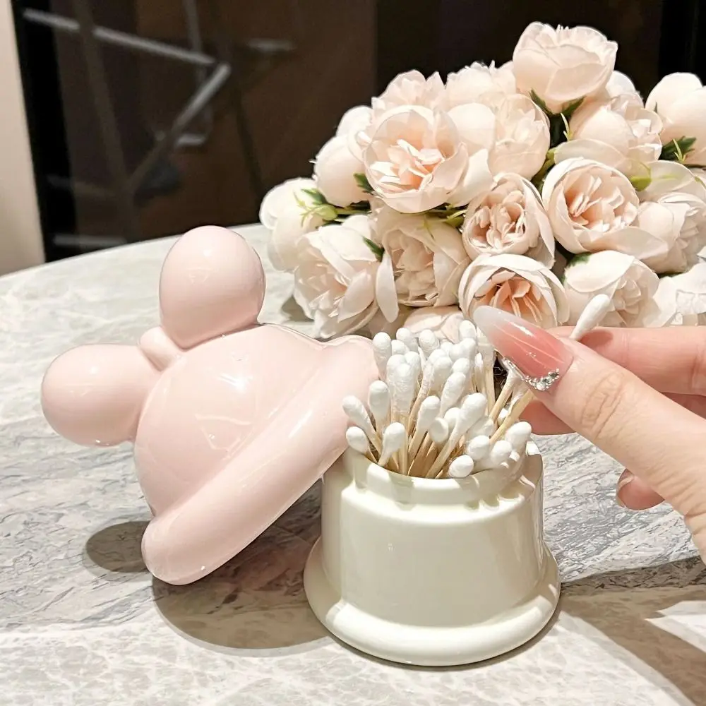 

Ceramic Toothpick Box Creative Cute Dental Floss Storage Box Decorative Dust-proof Toothbridge Holder Home Office