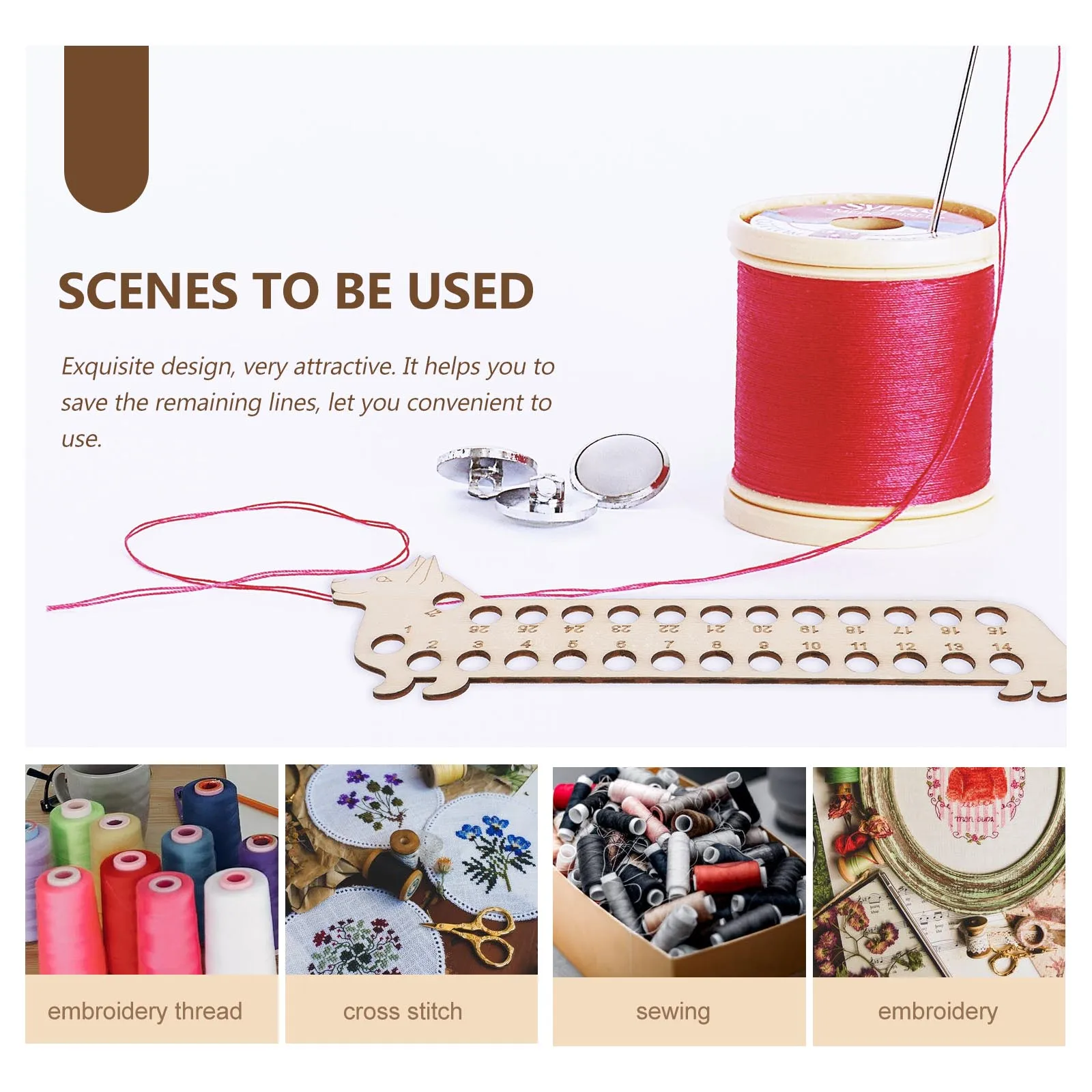 

2Pcs Colored Wood Thread Winding Board Durable Sewing Thread Organizer Tool for Cross Stitch Embroidery Yarn Bobbin Holder