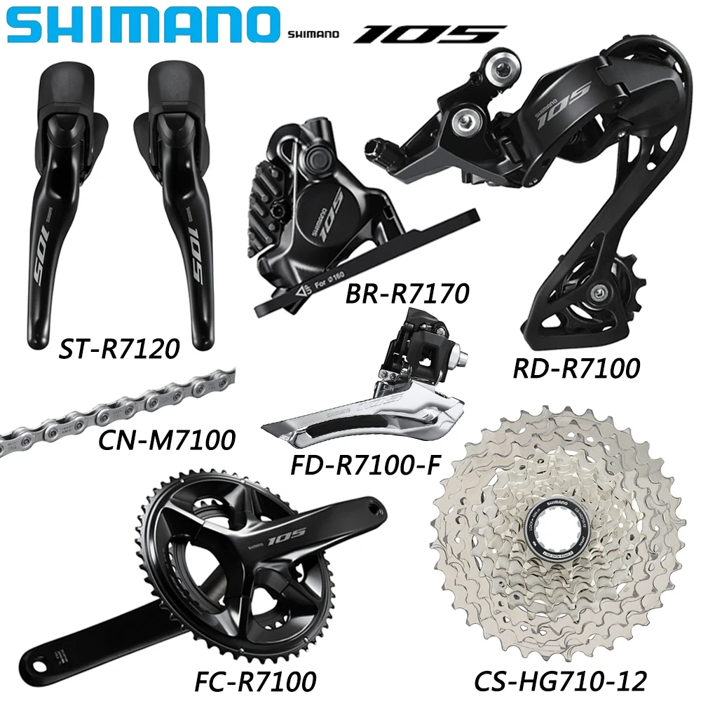 

SHIMANO 105 R7120 2x12s Groupset Road Bike R7170 Brake R7120 Hydraulic Disc Brake R7100 170MM Crankset M7100 Chain Bicycle Parts