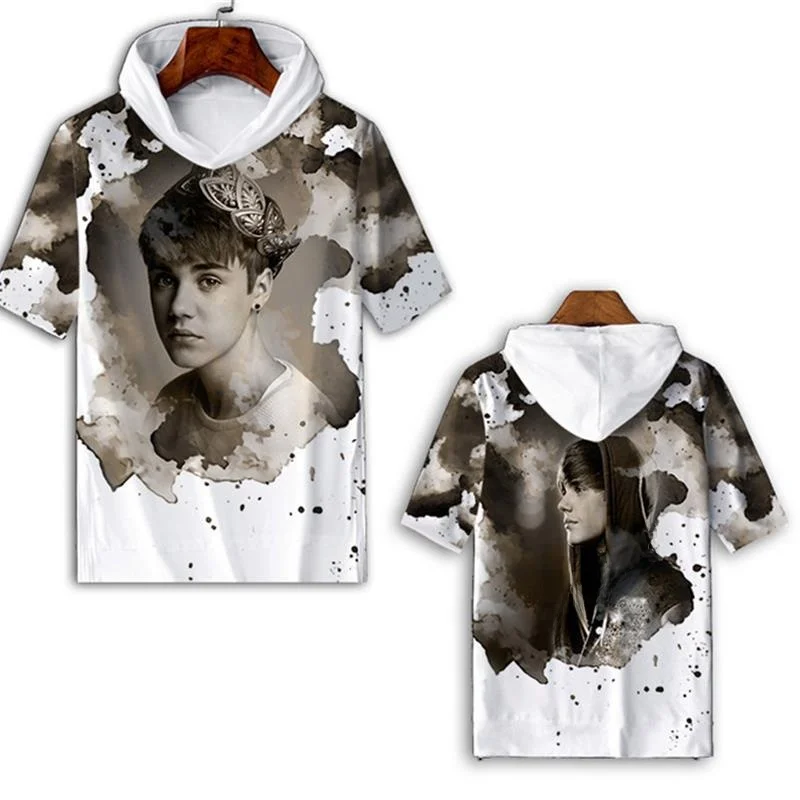 

New Justin Bieber Hooded ort Sve T-irt Printed Trendy Brand Youth M T-irt BC25 Polyester Fiber Non-fading Breathable