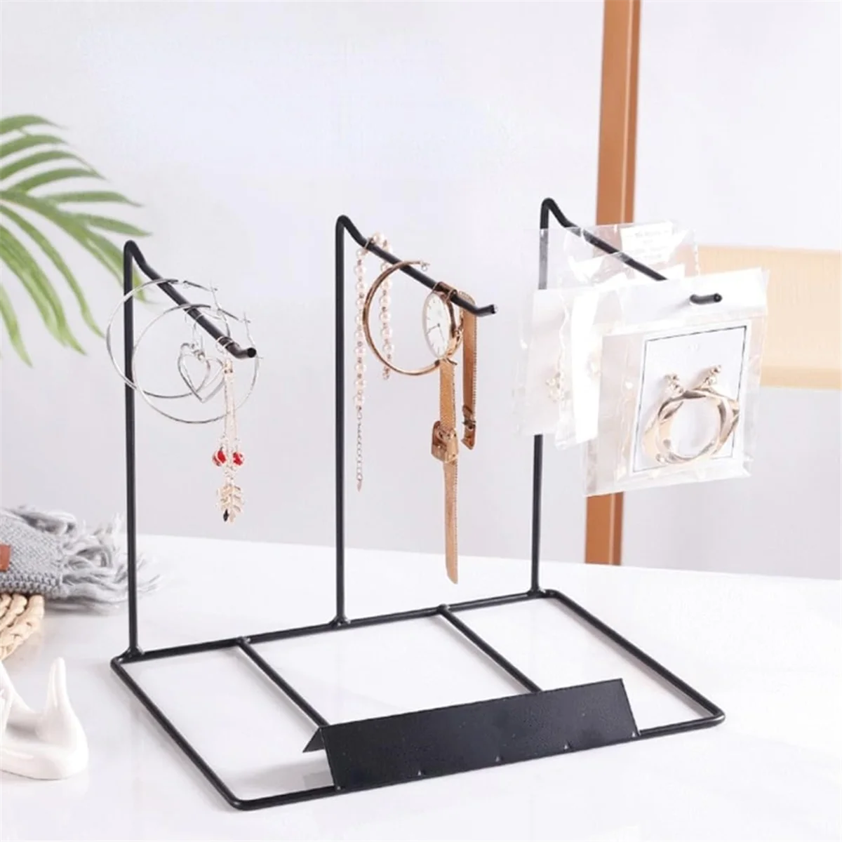 Simple Earring Stand, Hanging Necklace Case Metal Necklace Storage Frame Jewelry Display Rack WhiteJAS