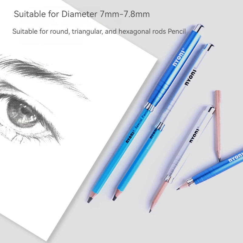 Blue/Silver Pencil Extender Set Abs Shell Art Sketching Colored Pencil Holder Grip Extension Tool For School Office Art Supplies