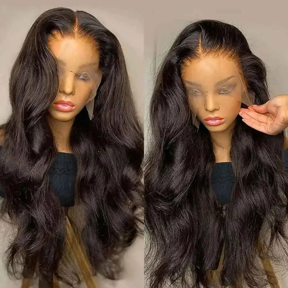 13x6 HD Transparent Lace Front Human Hair Wigs For Women 34 40inch 13x4 Brazilian Body Wave Lace Frontal Wig With Baby Hair 180%