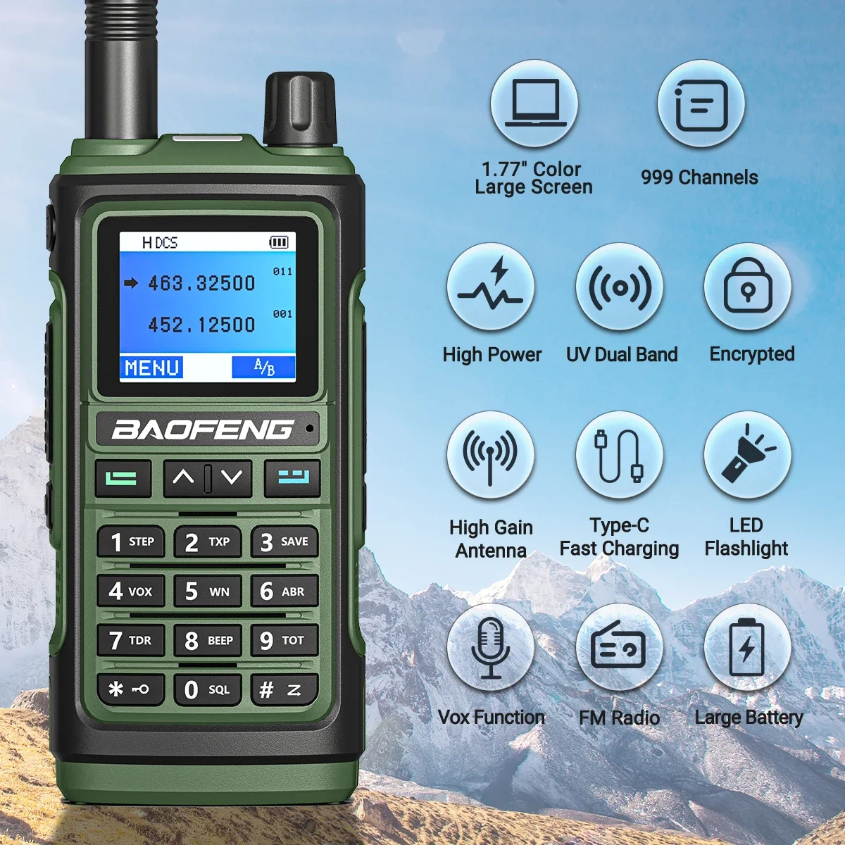 Bao feng UV-17 Dual Band UHF VHF Portable Walkie Talkie Long Range Handle Radio fm Wireless Amateur Two-Way Radio for hunting