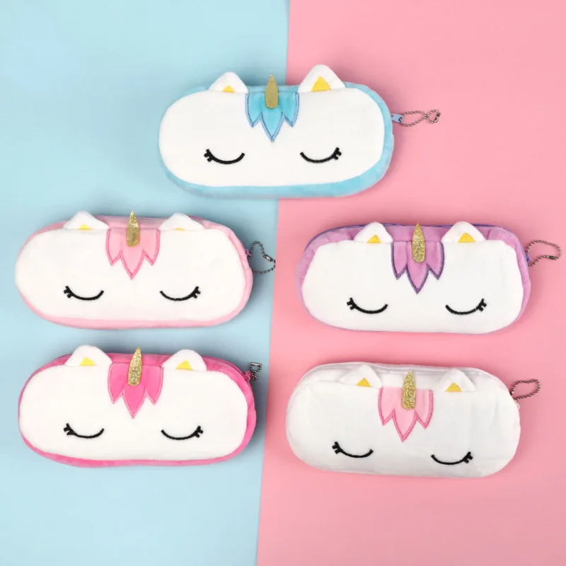 

5 Piece 20CM Kawaii Unicorn Plush Pencil Case Bag Key Chain Pendant Coin Purse Wallet Pouch School Supplies Gift