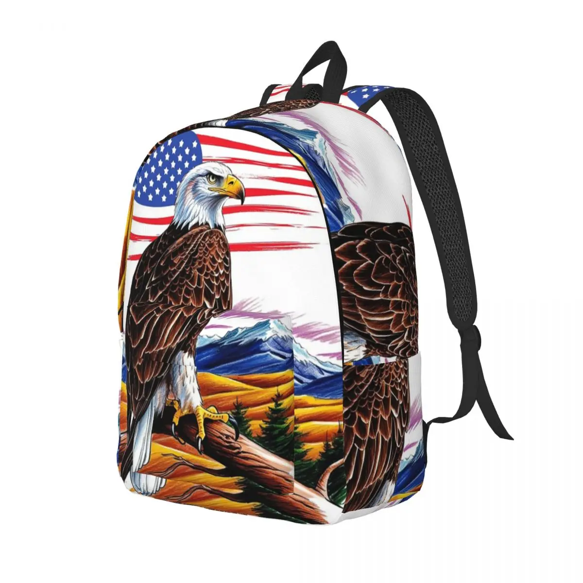 American Flag Eagle Backpack Daypack Large Capacity Children BookBag School Bag Shoulder Bags for Boys Girls