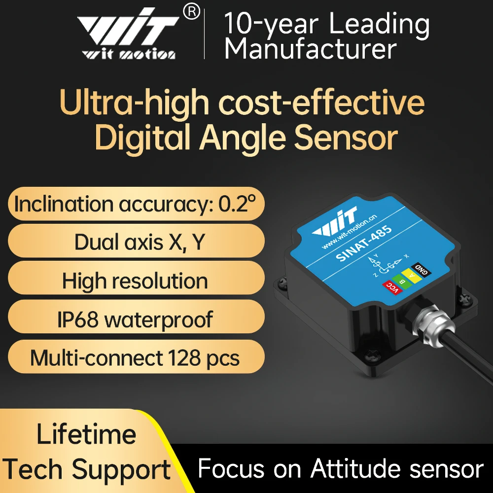 WitMotion SINAT Dual-axis AHRS Inclinometer High Precision Angle Tilt Switch, Digital Output, IP68 Waterproof,Anti-vibration