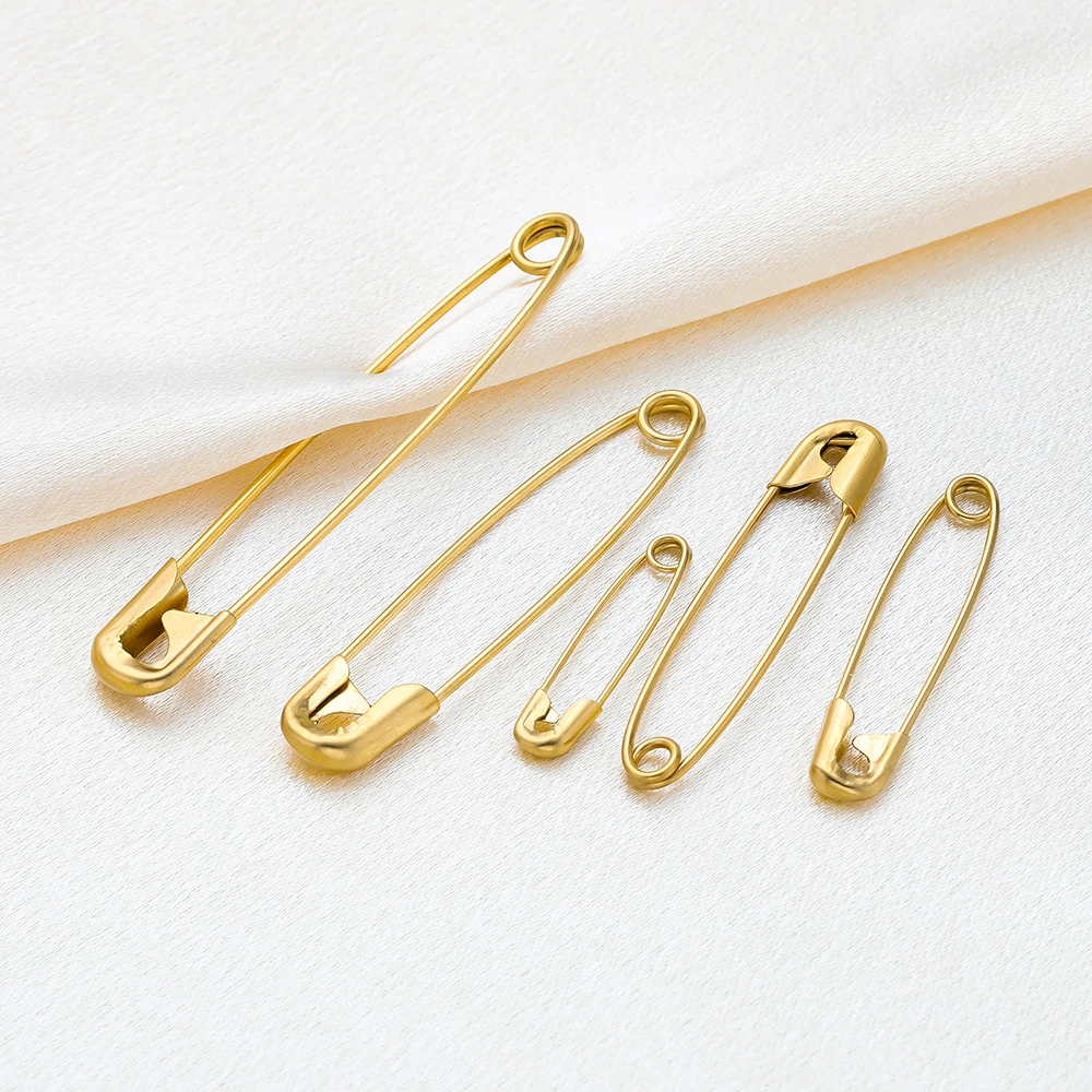 Long Paper Clip Pins para DIY Fazer Jóias, Aço Inoxidável, Cor do Ouro, Acessórios de Segurança, Descobertas Suprimentos, Atacado, 20 Pcs, 50Pcs