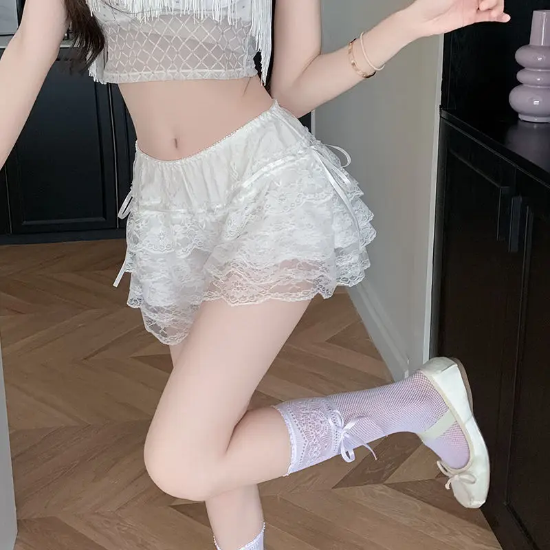 

Leggings Women Kawaii Lace Japanese Style Fashion Comfortable Sweet Girlish Jk Streetwear Lovely Y2k Lolita Solid Casual Trouser