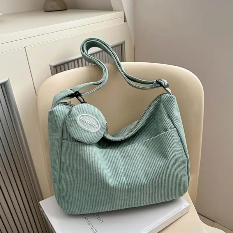 

Elegant Black Corduroy Crossbody Bag With Ample Space Shoulder Purse Casual Satchel For The Fashion Individual 547A