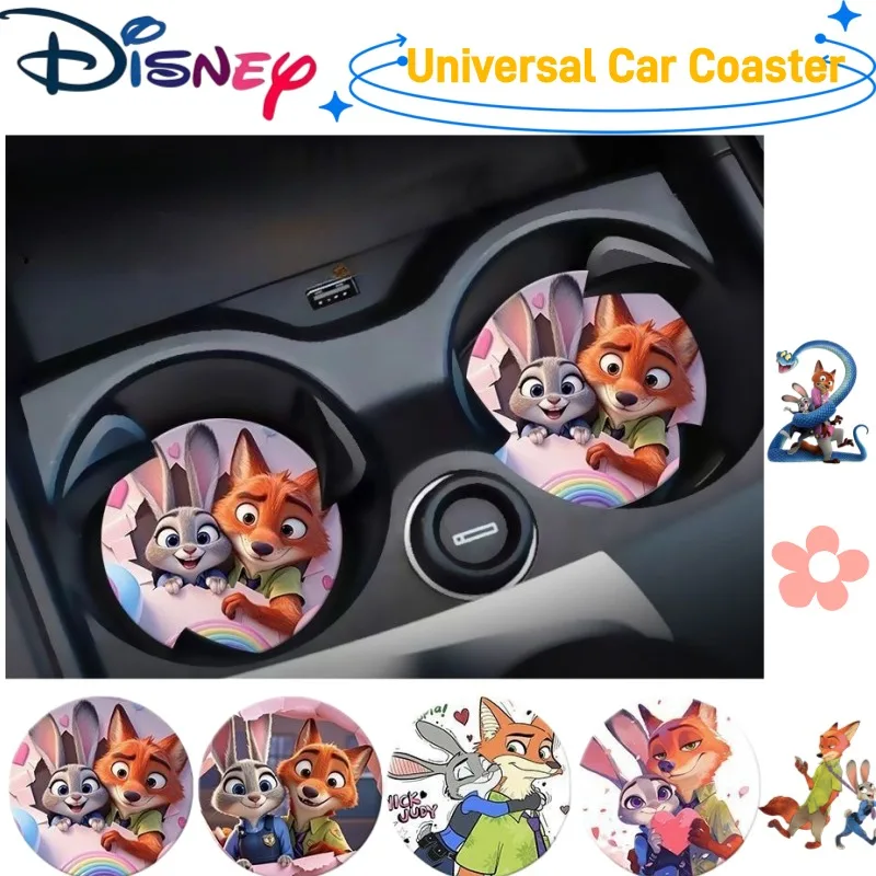 

Disney Zootopia милый мультяшный автомобильный подстаканник коврик, автомобильный слот для чашки, декор салона автомобиля, утолщенный нескользящий универсальный коврик