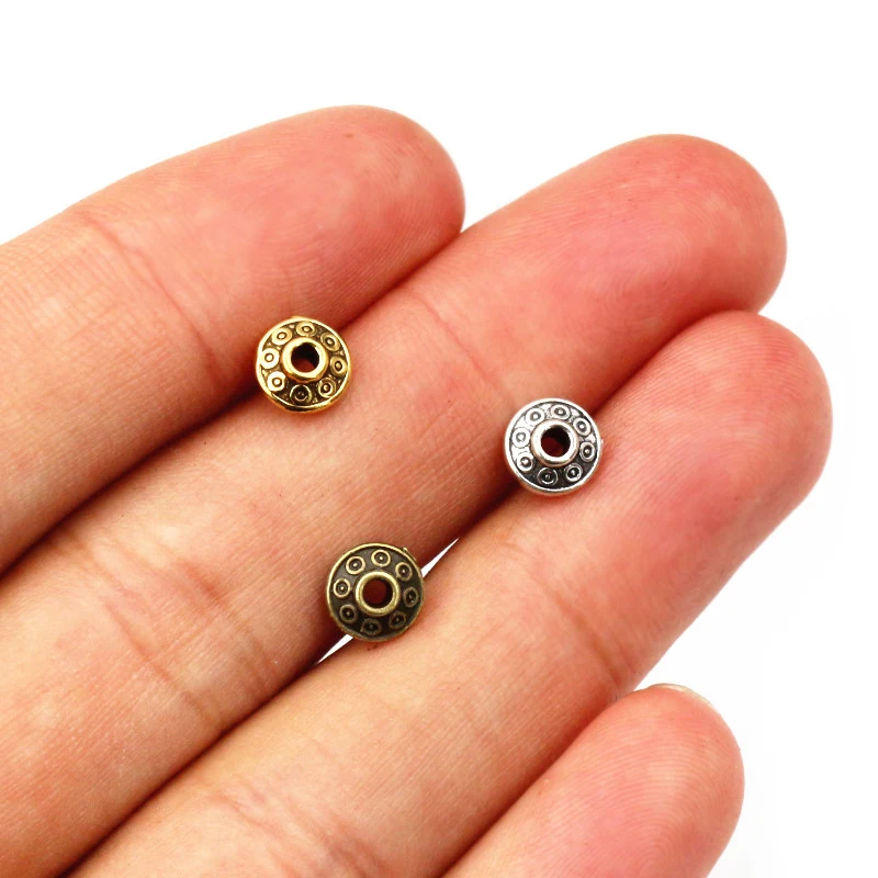 100pcs 6x6x3.5mm Bronze Antique Gold Silver Plated Spacer Beads Ball Crimp End Beads Stopper For Diy Jewelry Making Findings