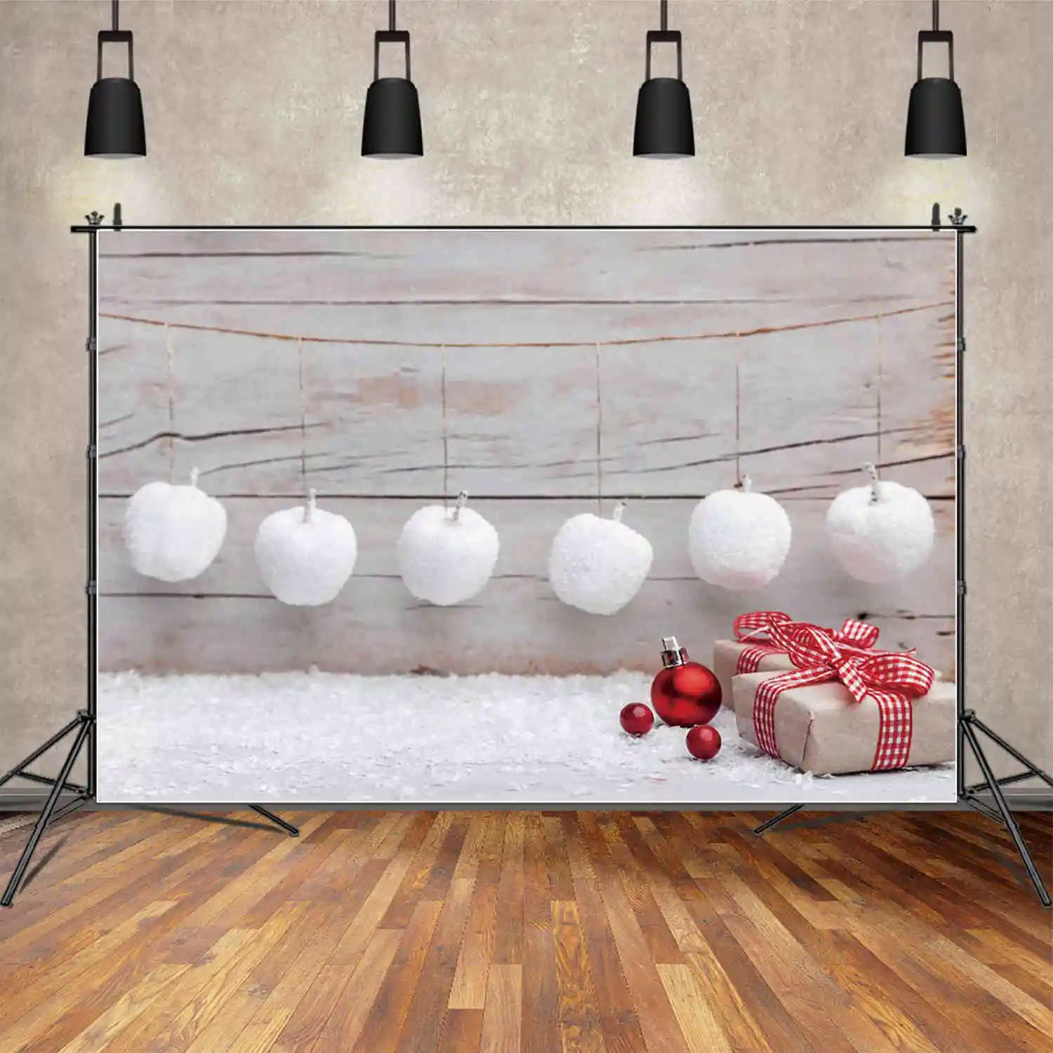 MOON.QG 2025 Christmas Photography Backdrop Candle Wooden Wall Snowflake Photocall Background Children Studio Photocall Supplies