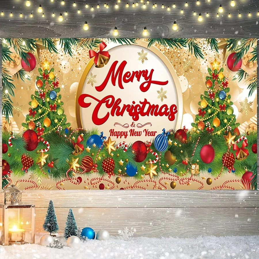 1pc, 70.87*43.31inch Christmas Banner Backdrop Red Christmas Banners Xmas Party Photography Background Decoration Outdoor & Indo