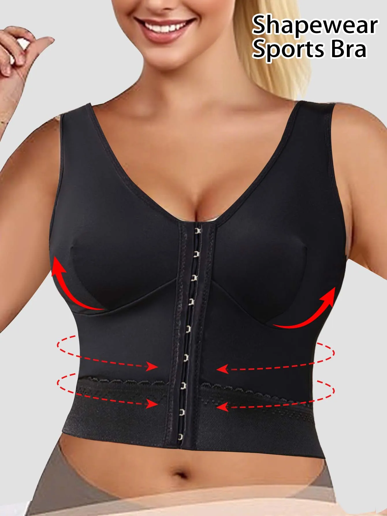 Soutien-gorge correcteur de posture à fermeture avant pour femme, soutien-gorge push-up, sous-vêtements antichoc, soutien-gorge de sport, brassière de fitness