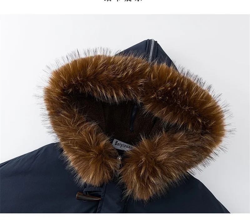Warm Down jacket Ladies Pai Overcome Winter 2026 New Cotton Padded Coat Women Parkas Horn Hooded Outcoat Big fur collar Overcoat