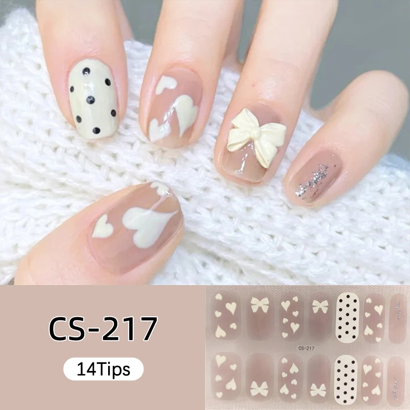 14 قطعة من ملصقات الأظافر اللامعة البسيطة لفن الأظافر، أغطية أظافر كاملة، صناعة فن الأظافر بنفسك
