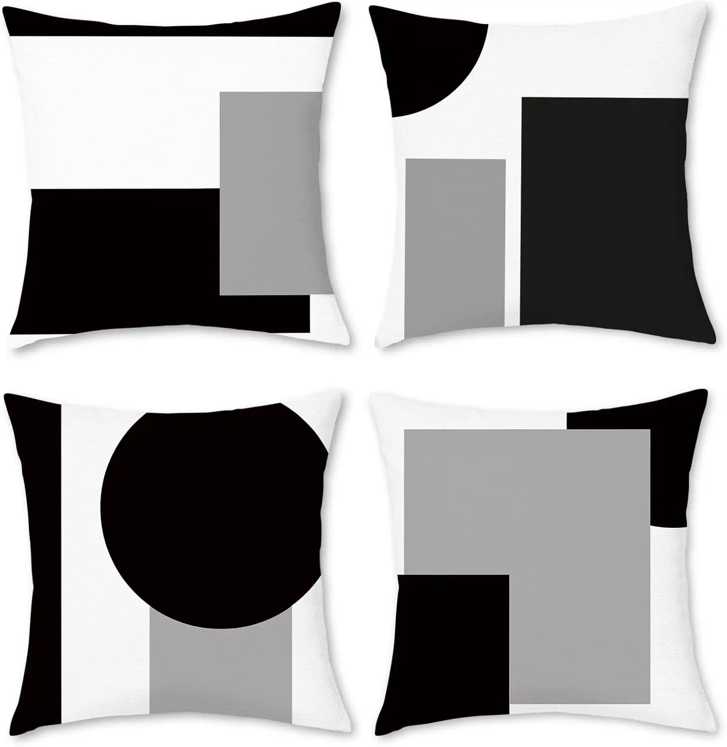 Black White Gray Geometric Pillow Covers 6