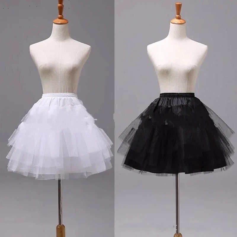 

New Spring Design White Black Short Petticoats Women A Line 3 Layers Underskirt For Wedding Bridal Bride