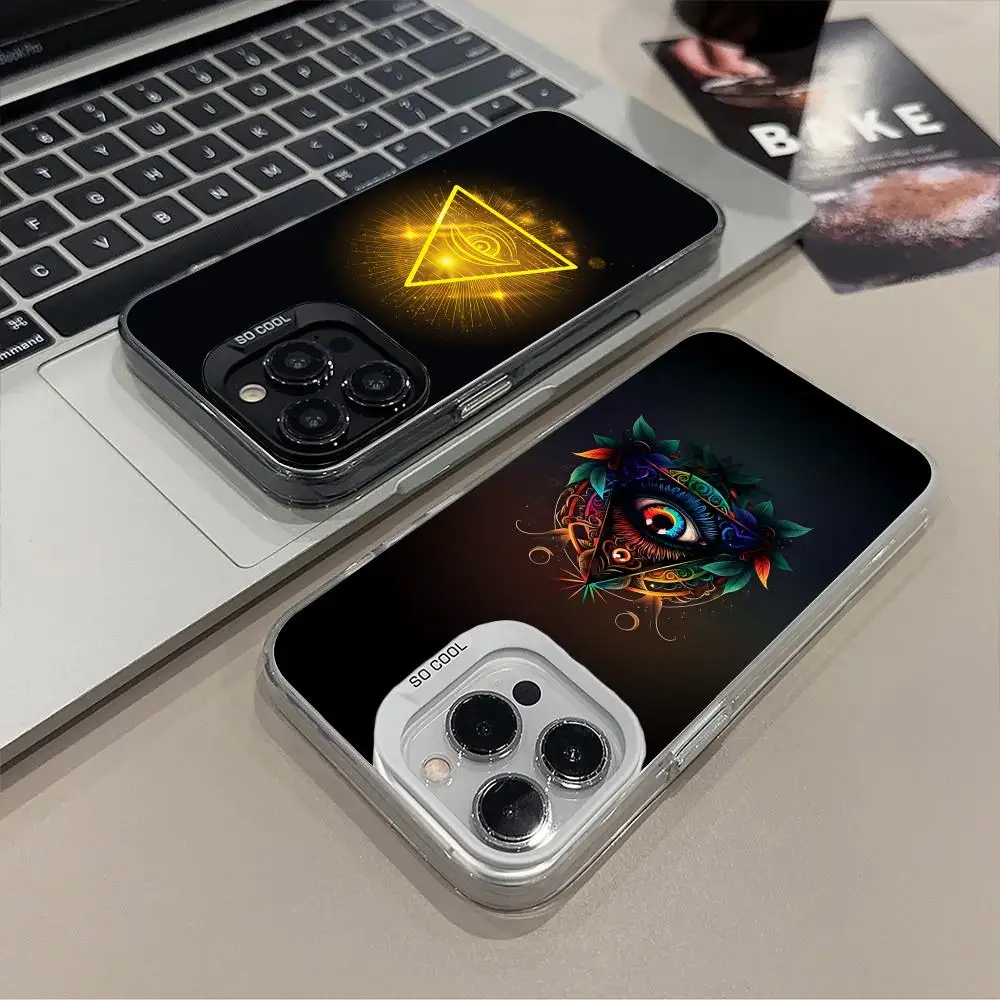 

Чехол для мобильного телефона Providence Eye для iPhone 17, 16, 15, 14, 13, 12, 11 X XR XS 8 7 Air Pro Max Plus, полупрозрачный цветной чехол, роскошный