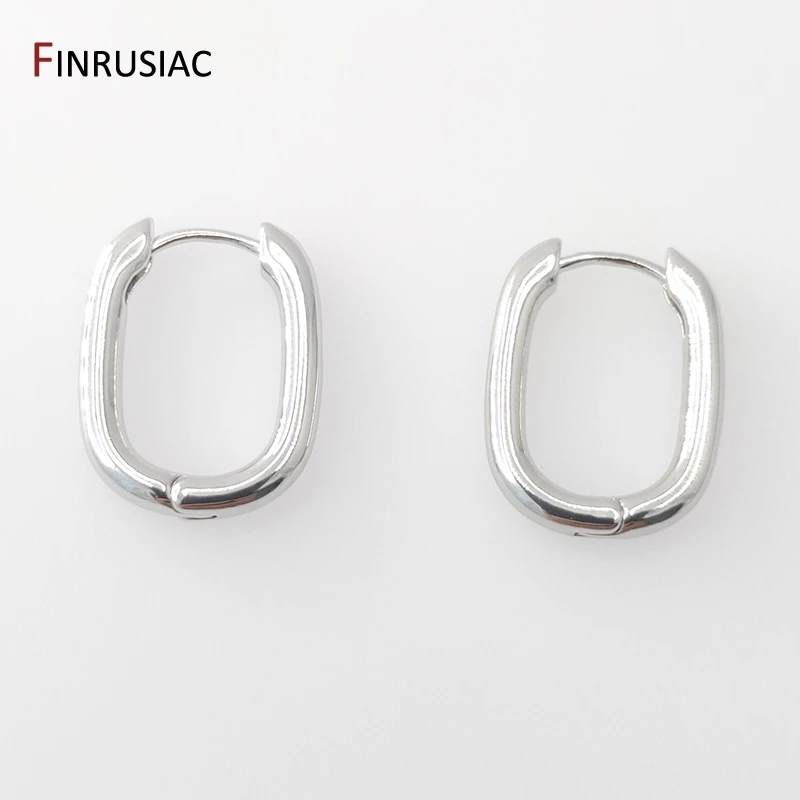 Rhodium/Gold Plated Simple Hoop Earrings for Women Circle Piercing Round Ring Earrings Fashion Jewelry wholesale