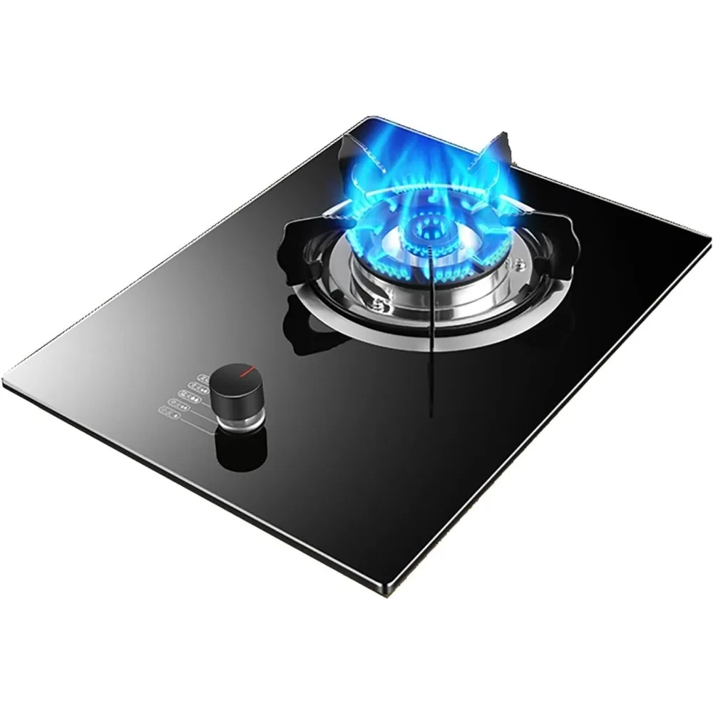 موقد غاز صغير موقد غاز مدمج موقد غاز 5.2 كيلو وات طباخ زجاجي طباخ زجاجي أسود مع مقبض أطفال وحماية من اللهب [Ene