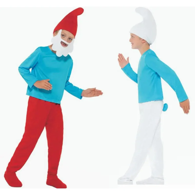 Blue dwarf 3-10 years Child Halloween Costume Kids Blue Elf Costume fancy dress