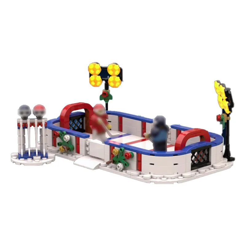 

Хоккей Rink Scene Строительные блоки MOC- 166234 Рождественское зимнее катание на коньках, сборная модель-головоломка, детская игрушка, подарок на день рождения для мальчика