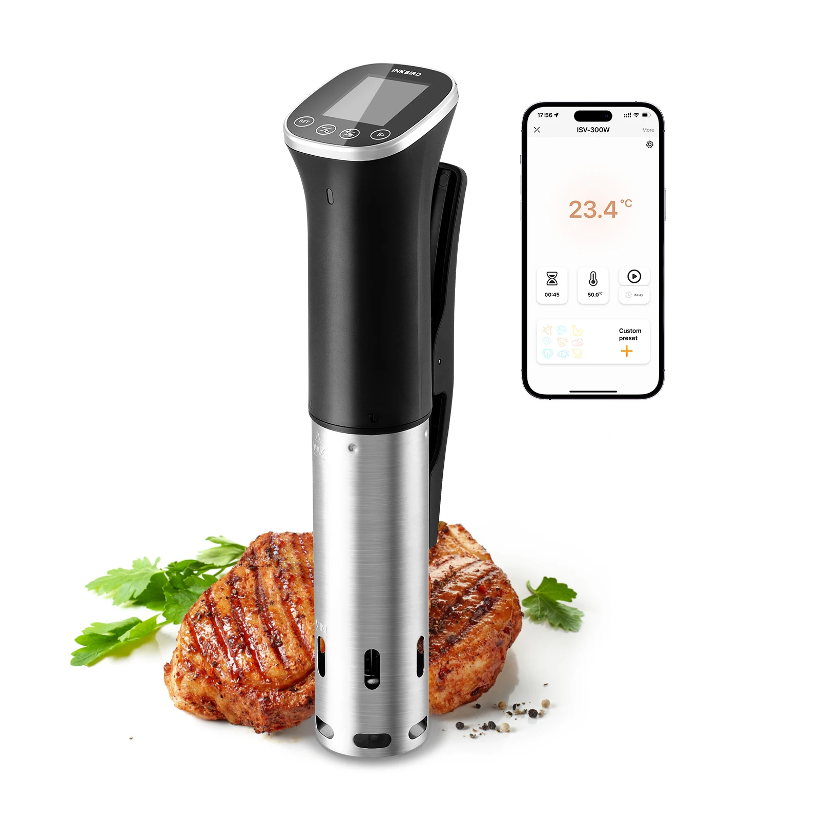 INKBIRD Vacuum Sous Vide Cooker WiFi Sous Vide Machine IPX7 Waterproof Sous Vide Cooker Free APP, Recipes, Alarms, Timer,Booking