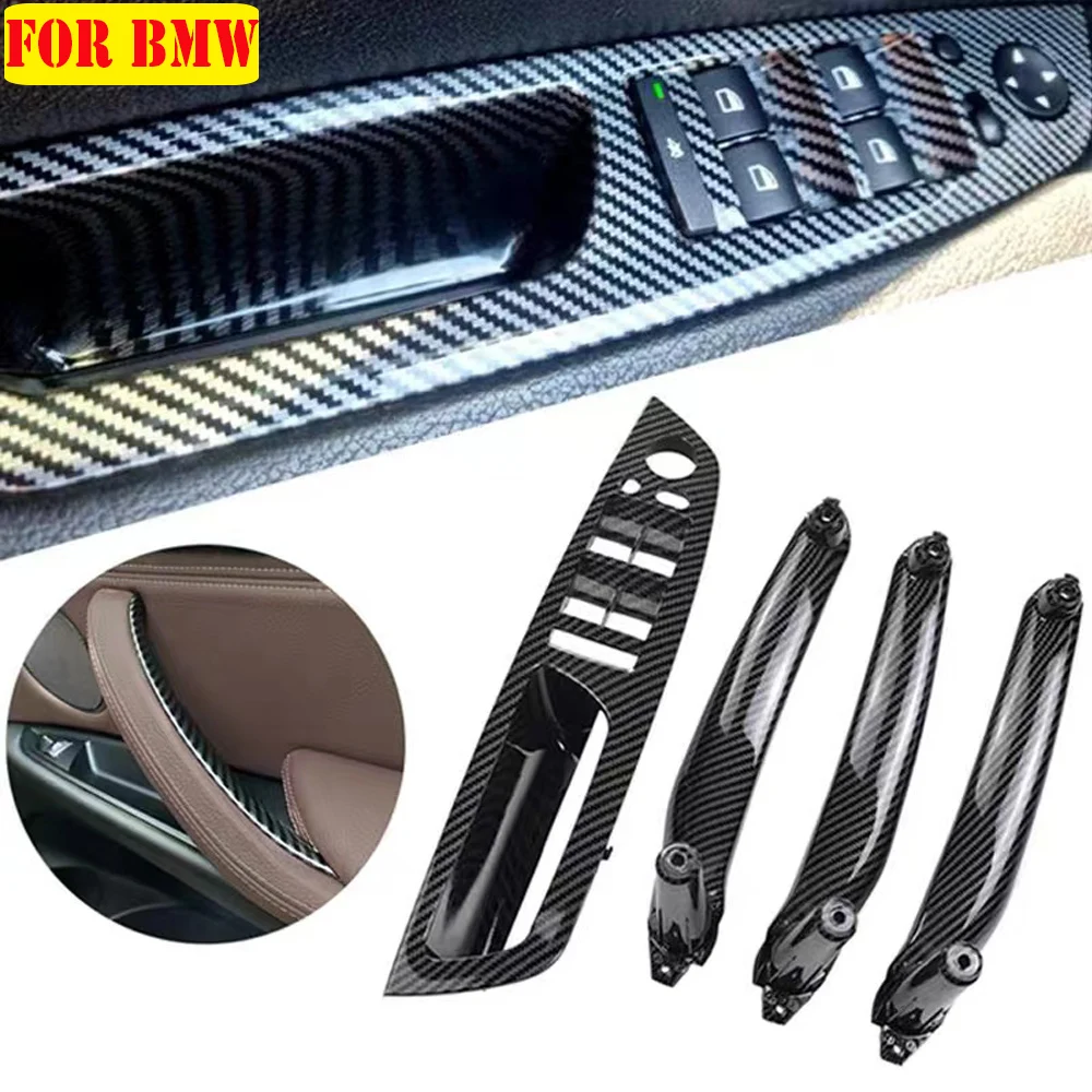 Front Left Beige Black Carbon Car left Right Interior Door Armrest Handle Inner Panel Pull Trim Cover For BMW E70 E71 X5 X6