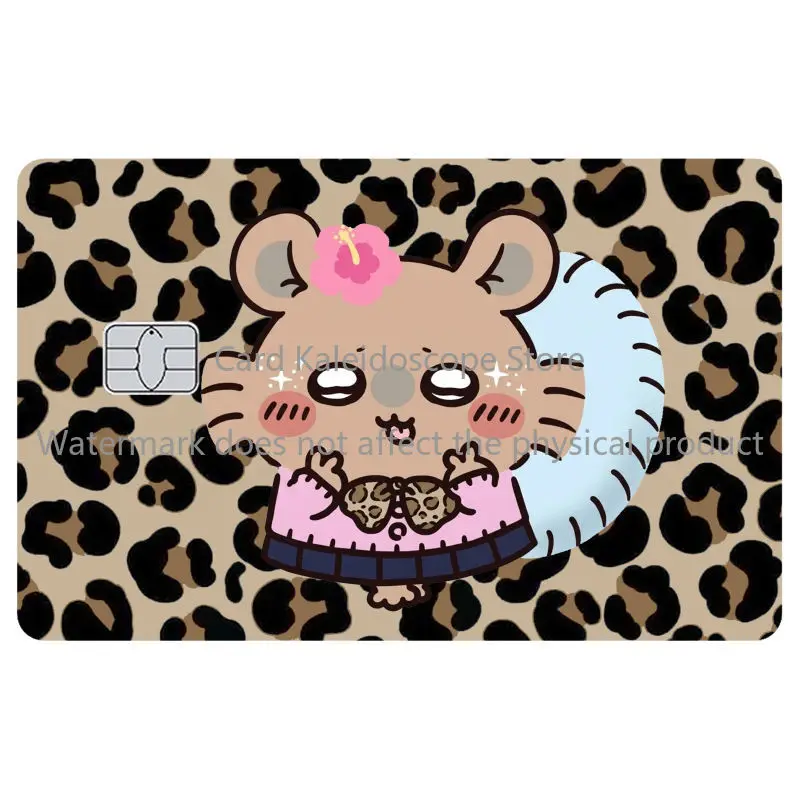 Kawaii Chiikawas Y2K Style Redit Card Skin Stickers Leopard Print Series Sticker for VISA JCB Mastercard and Other IC Card view 5