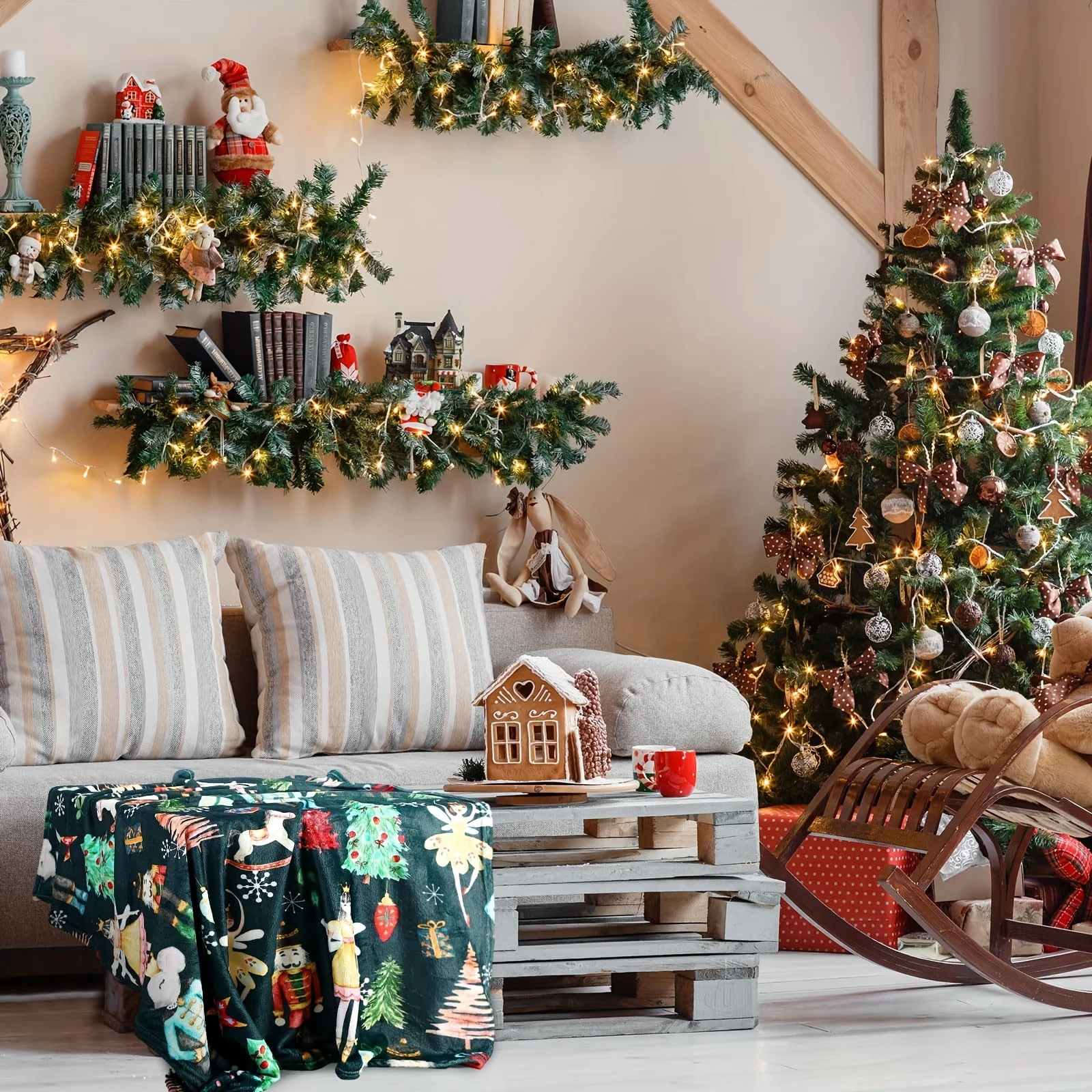 1pc Christmas Nutcracker Blanket Christmas Throw Blanket, Soft Christmas Blanket Suitable for Home Bed Sofa And Other