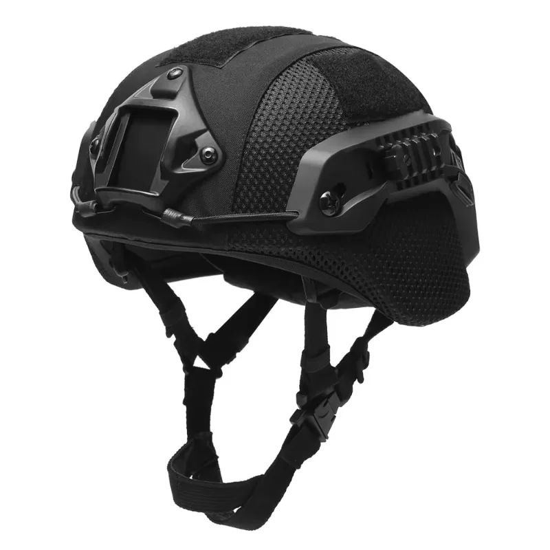 خوذة تكتيكية بحزام 4 نقاط UHMWPE مادة البولي ايثيلين الأراميد مع نظام تعليق 7 وسادات أغطية رأس واقية للسلامة القتالية العسكرية #3